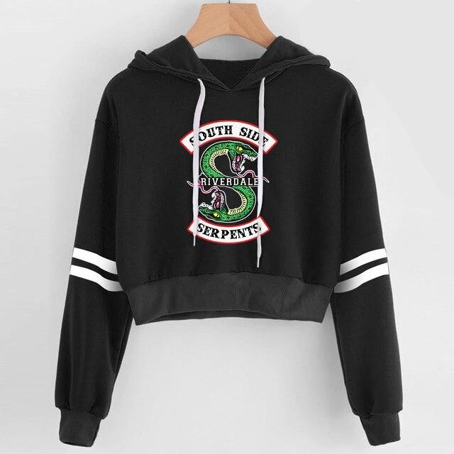 Sweat Crop Top Riverdale South Side Serpents Noir