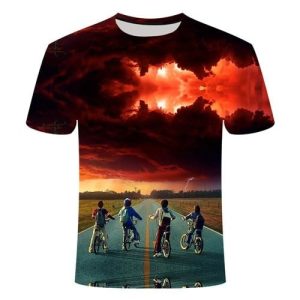T-Shirt Stranger Things Ciel Rouge - Unisexe